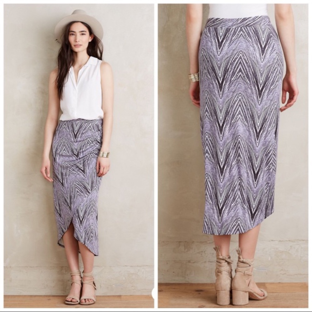 Anthropologie Maeve Monetta Skirt Faux Wrap Midi NWOT